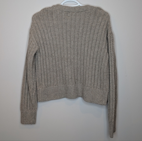 The Drop Greige Knit Women's Megan V-Neck Cropped Button Down Cardigan Small - Picture 2 of 8